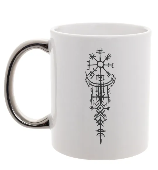 Чашка з кольоровою ручкою Скандинавський оберіг Срібло фото