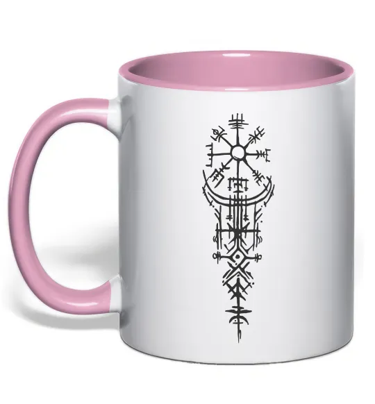 Чашка з кольоровою ручкою Скандинавський оберіг Ніжно рожевий фото