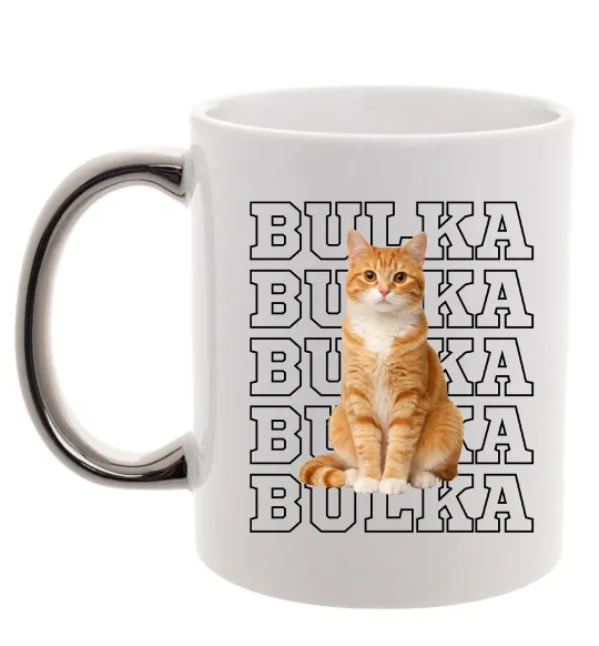 Чашка з кольоровою ручкою Фото та кличка улюбленця Срібло фото