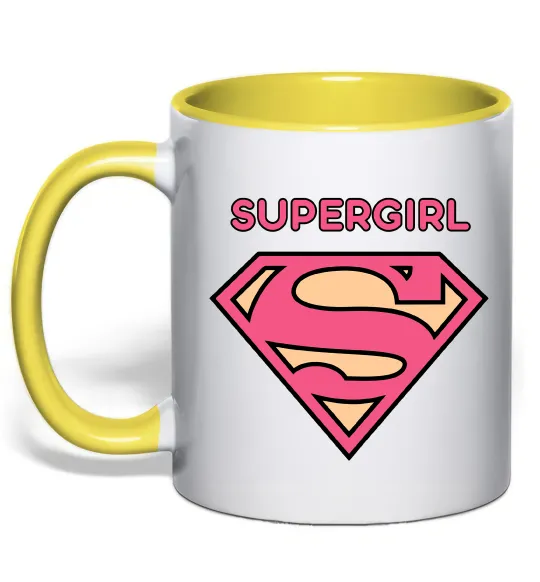 Чашка з кольоровою ручкою Supergirl Лимонний фото