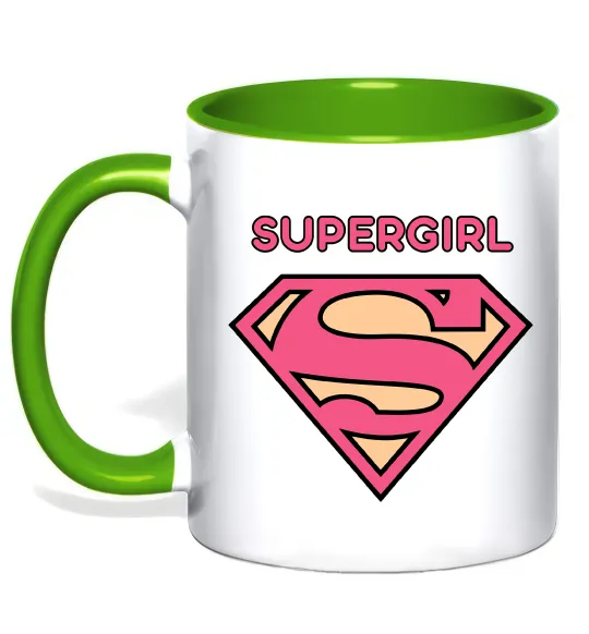 Чашка з кольоровою ручкою Supergirl Лаймовий фото