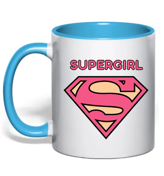 Чашка з кольоровою ручкою Supergirl Блакитний фото