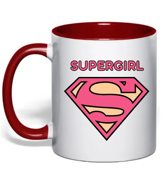 Чашка з кольоровою ручкою Supergirl Червоний фото