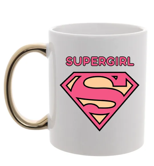 Чашка з кольоровою ручкою Supergirl Золото фото
