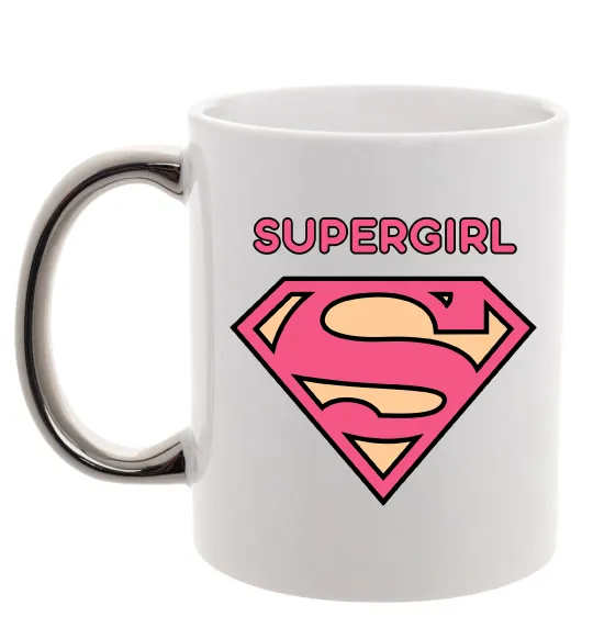 Чашка з кольоровою ручкою Supergirl Срібло фото