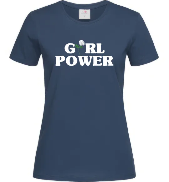 Жіноча футболка Girl power rose Темно-синій фото