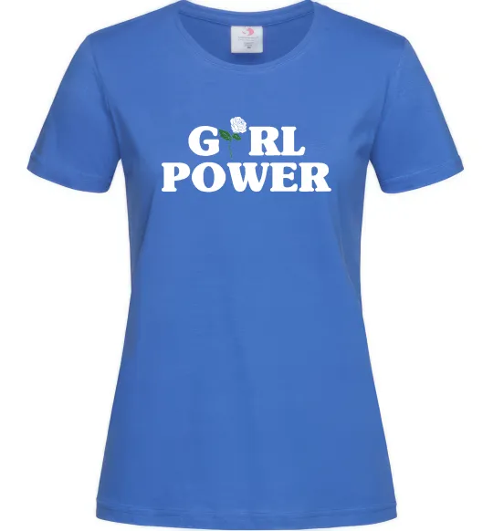 Жіноча футболка Girl power rose Яскраво-синій фото