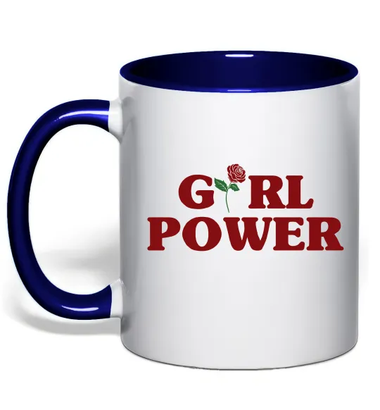 Чашка з кольоровою ручкою Girl power rose Глибокий темно-синій фото