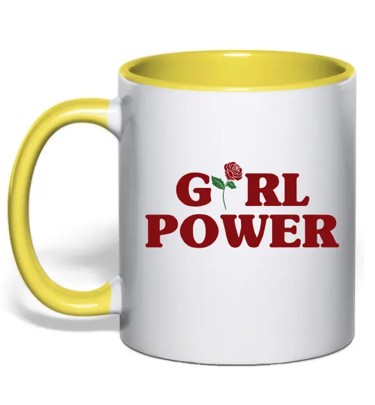 Чашка з кольоровою ручкою Girl power rose Лимонний фото