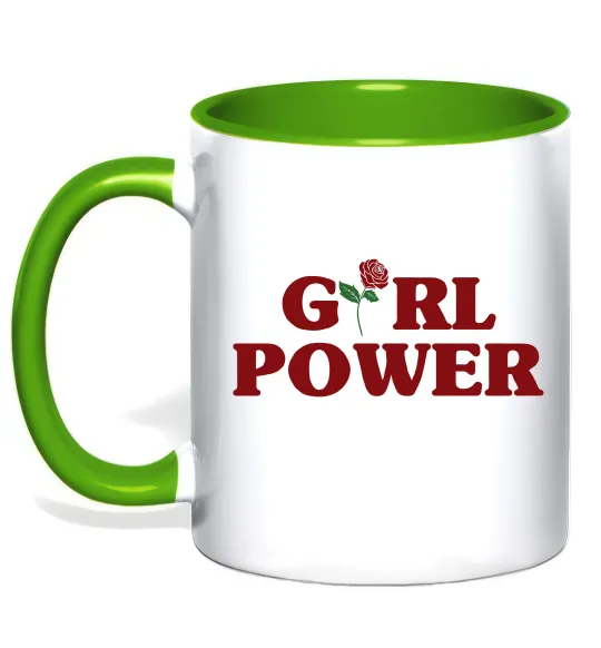 Чашка з кольоровою ручкою Girl power rose Лаймовий фото