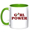 Чашка з кольоровою ручкою Girl power rose Лаймовий фото