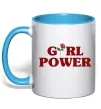 Чашка з кольоровою ручкою Girl power rose Блакитний фото