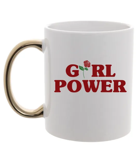 Чашка з кольоровою ручкою Girl power rose Золото фото