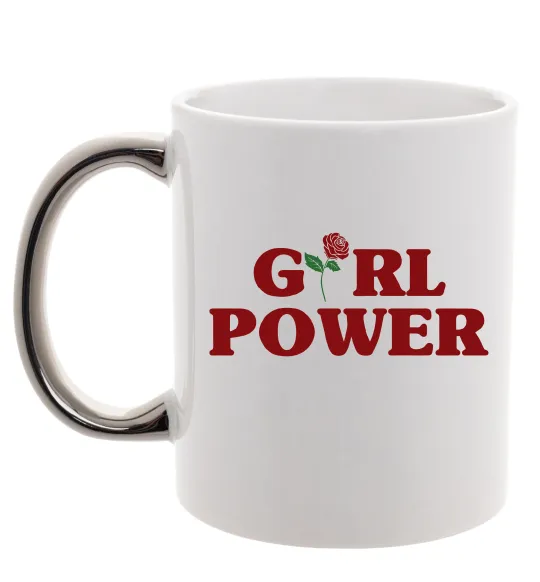 Чашка з кольоровою ручкою Girl power rose Срібло фото