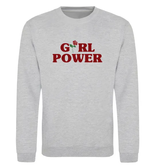 Свитшот Girl power rose Серый меланж фото