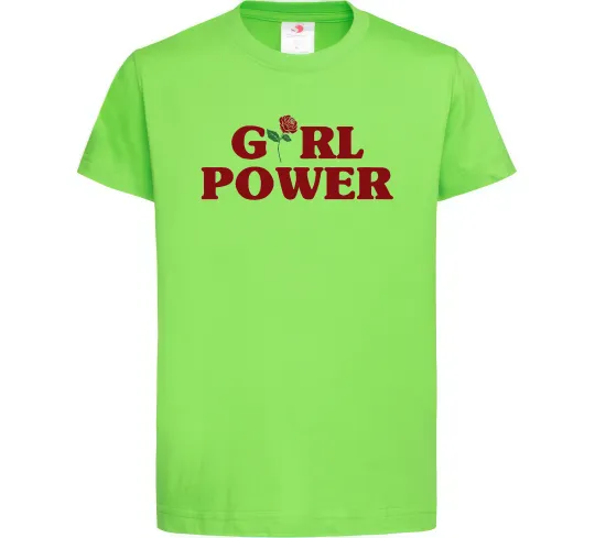 Дитяча футболка Girl power rose Лаймовий фото