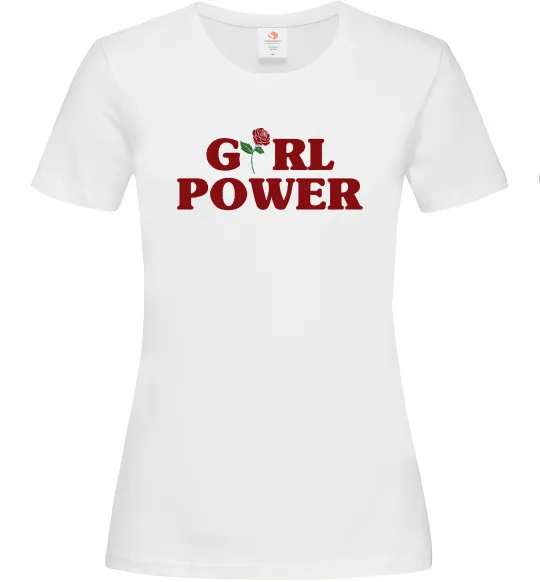 Жіноча футболка Girl power rose Білий фото
