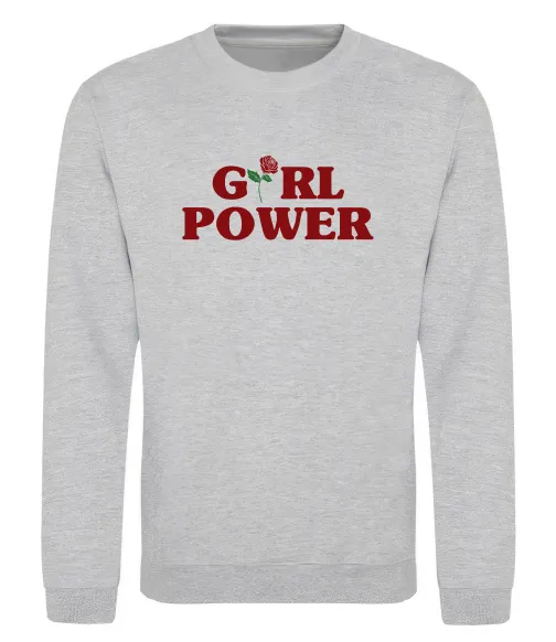 Світшот Girl power rose Сірий меланж фото