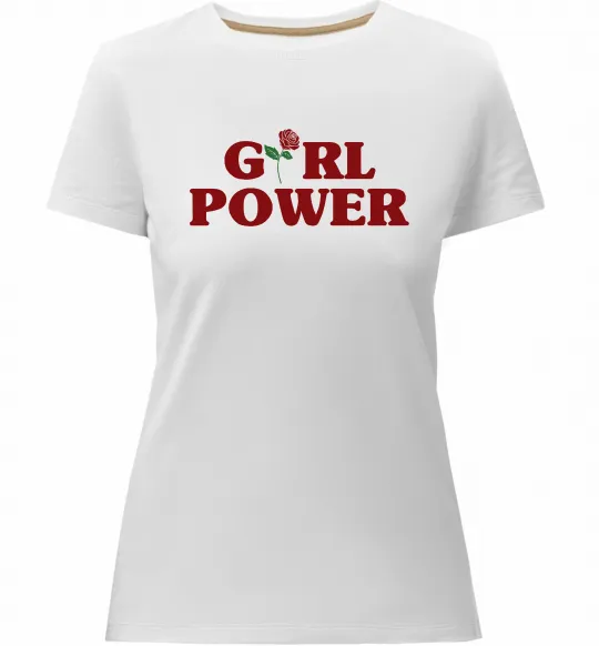 Жіноча преміум футболка Girl power rose Білий фото
