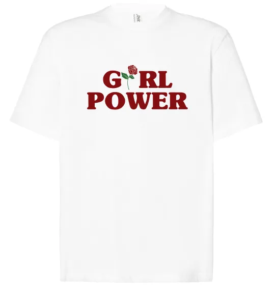 Футболка Оверсайз Girl power rose Білий фото