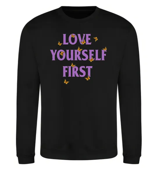 Свитшот Love yourself first Черный фото
