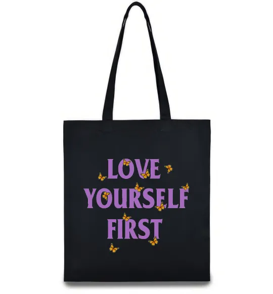 Еко-сумка Love yourself first Чорний фото