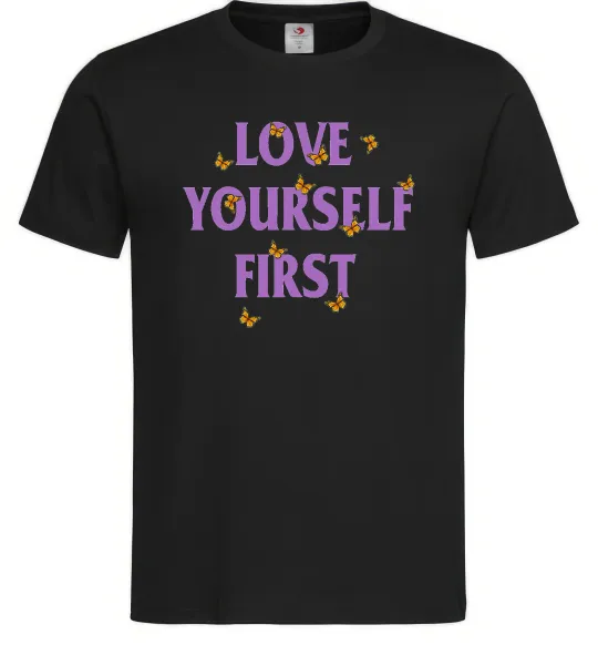 Чоловіча футболка Love yourself first Чорний фото