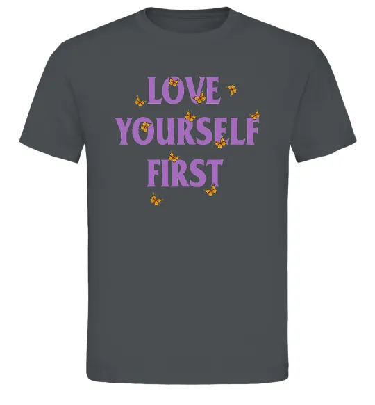 Чоловіча футболка Love yourself first Графіт фото