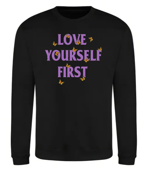 Світшот Love yourself first Чорний фото