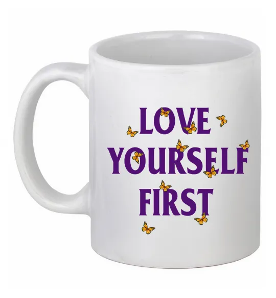 Чашка керамічна Love yourself first Білий фото
