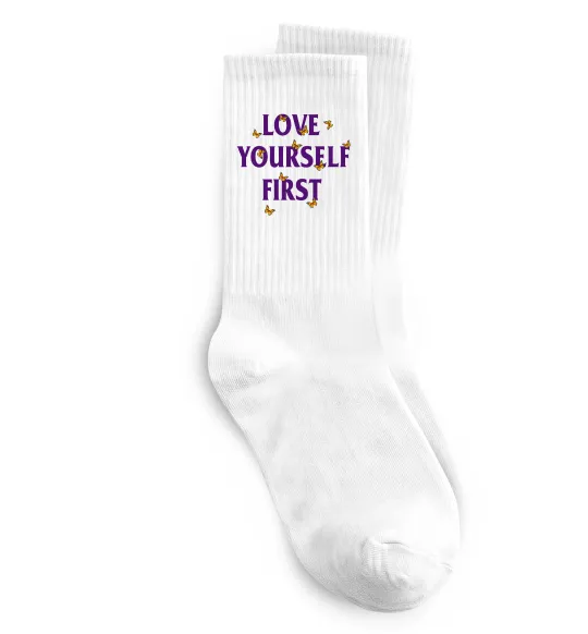 Шкарпетки Love yourself first Білий фото