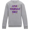 Дитячий світшот Love yourself first Сірий меланж фото