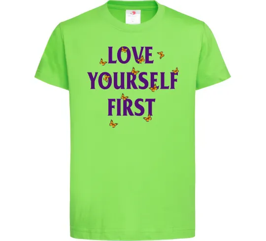 Дитяча футболка Love yourself first Лаймовий фото