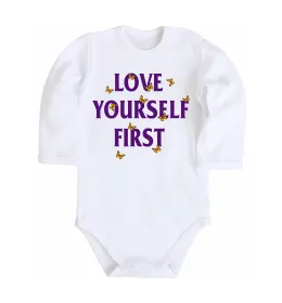 Дитячий бодік Love yourself first Білий фото
