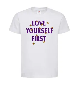 Детская футболка Love yourself first Белый фото