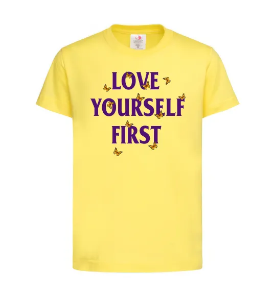 Детская футболка Love yourself first Лимонный фото
