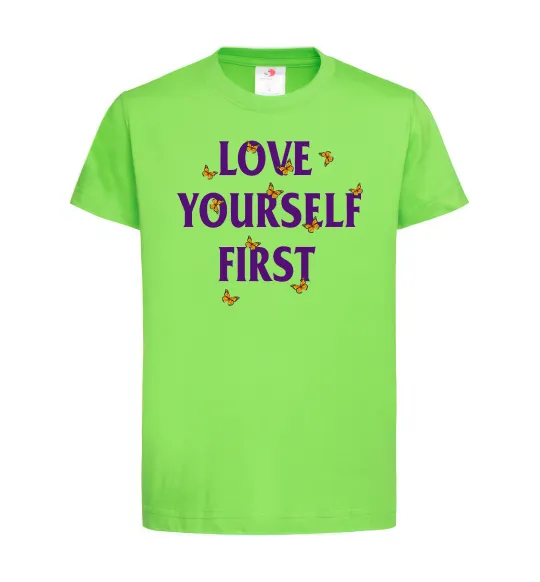Детская футболка Love yourself first Лаймовый фото