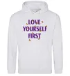 Чоловіча толстовка (худі) Love yourself first Сірий меланж фото