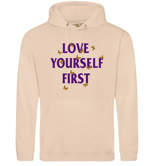 Чоловіча толстовка (худі) Love yourself first Пісочний фото