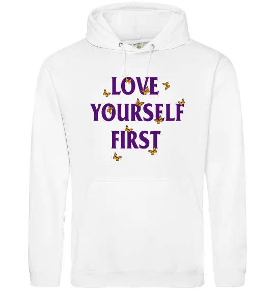 Жіноча толстовка (худі) Love yourself first Білий фото