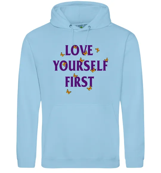 Жіноча толстовка (худі) Love yourself first Блакитний фото