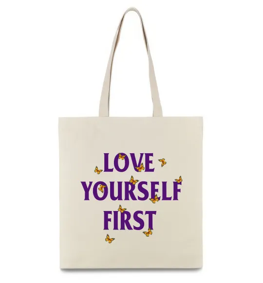 Еко-сумка Love yourself first Бежевий фото
