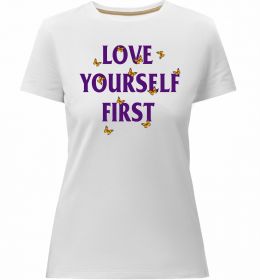 Женская премиум футболка Love yourself first
