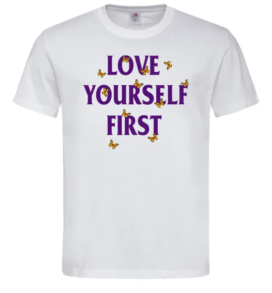 Чоловіча футболка Love yourself first Білий фото