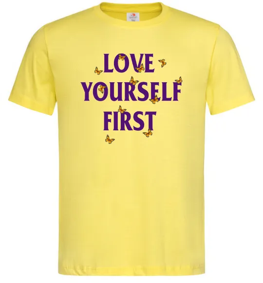 Чоловіча футболка Love yourself first Лимонний фото