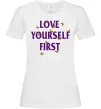 Жіноча футболка Love yourself first Білий фото