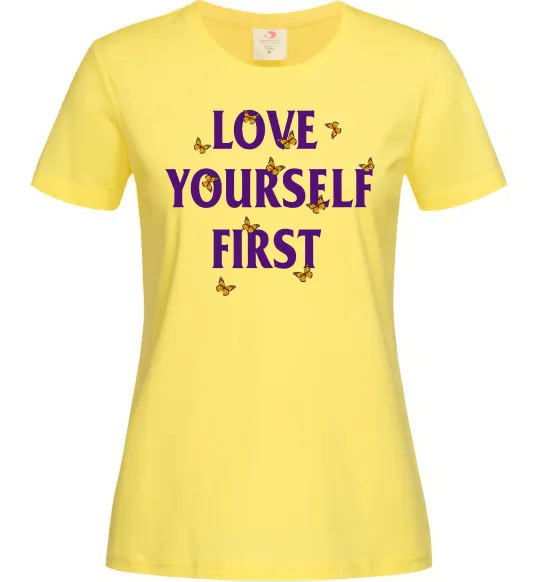 Жіноча футболка Love yourself first Лимонний фото