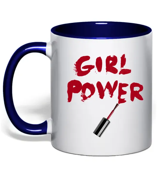 Чашка з кольоровою ручкою Girl power Глибокий темно-синій фото