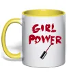 Чашка з кольоровою ручкою Girl power Лимонний фото