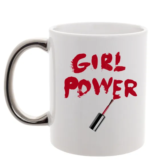 Чашка з кольоровою ручкою Girl power Срібло фото